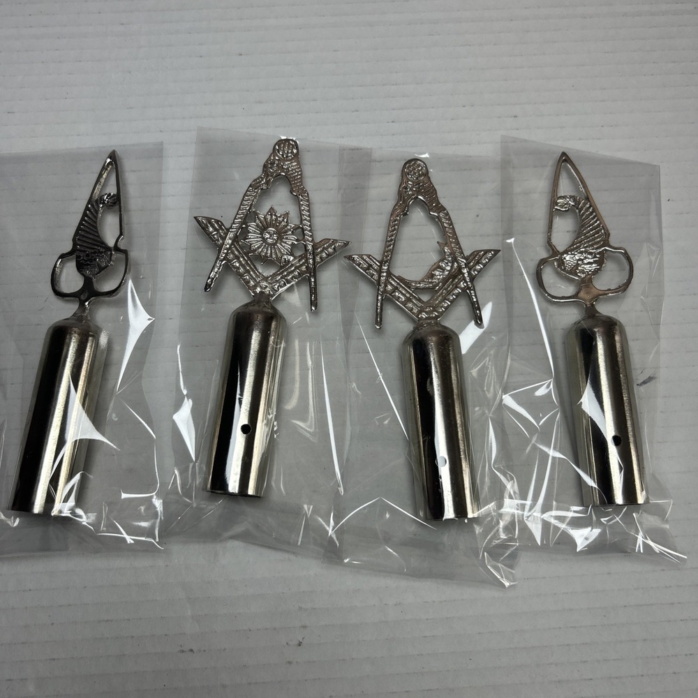MASONIC BLUE LODGE TOPS FOR RODS, SILVER COLOR FREEMASON POLE TOPPER‎
